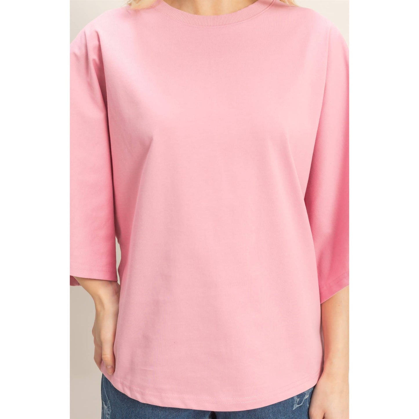 Crew Neck 3/4 Sleeve Top