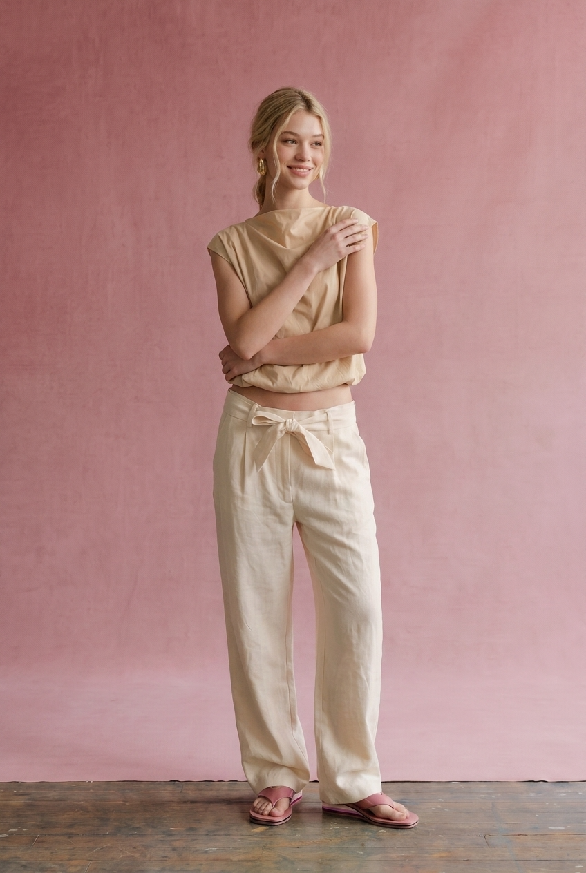 OT1026 Bubble Hem Sleeveless Top