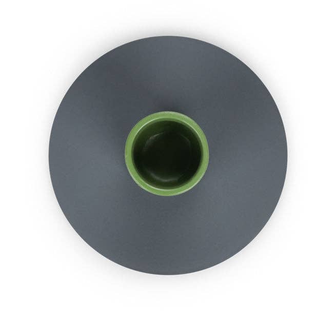 BRITISH COLOUR STANDARD - Tall Two-Tone Indigo & Olive Metal Candleholder