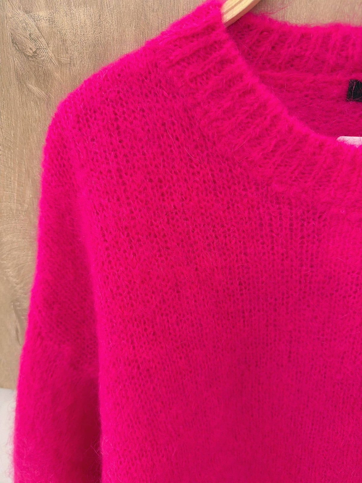 Round-neck pullover in kid mohair & wool - Made in Italy