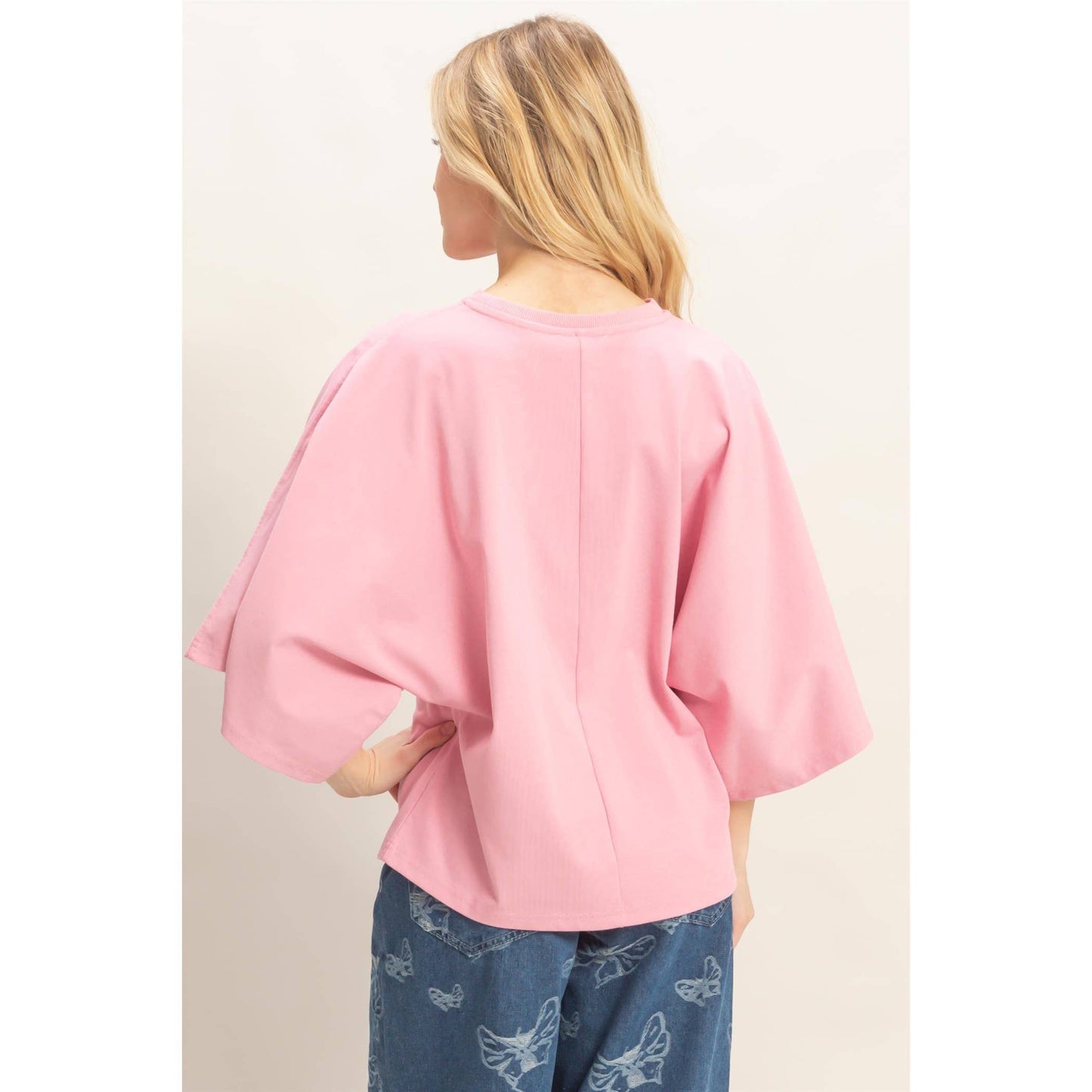 Crew Neck 3/4 Sleeve Top