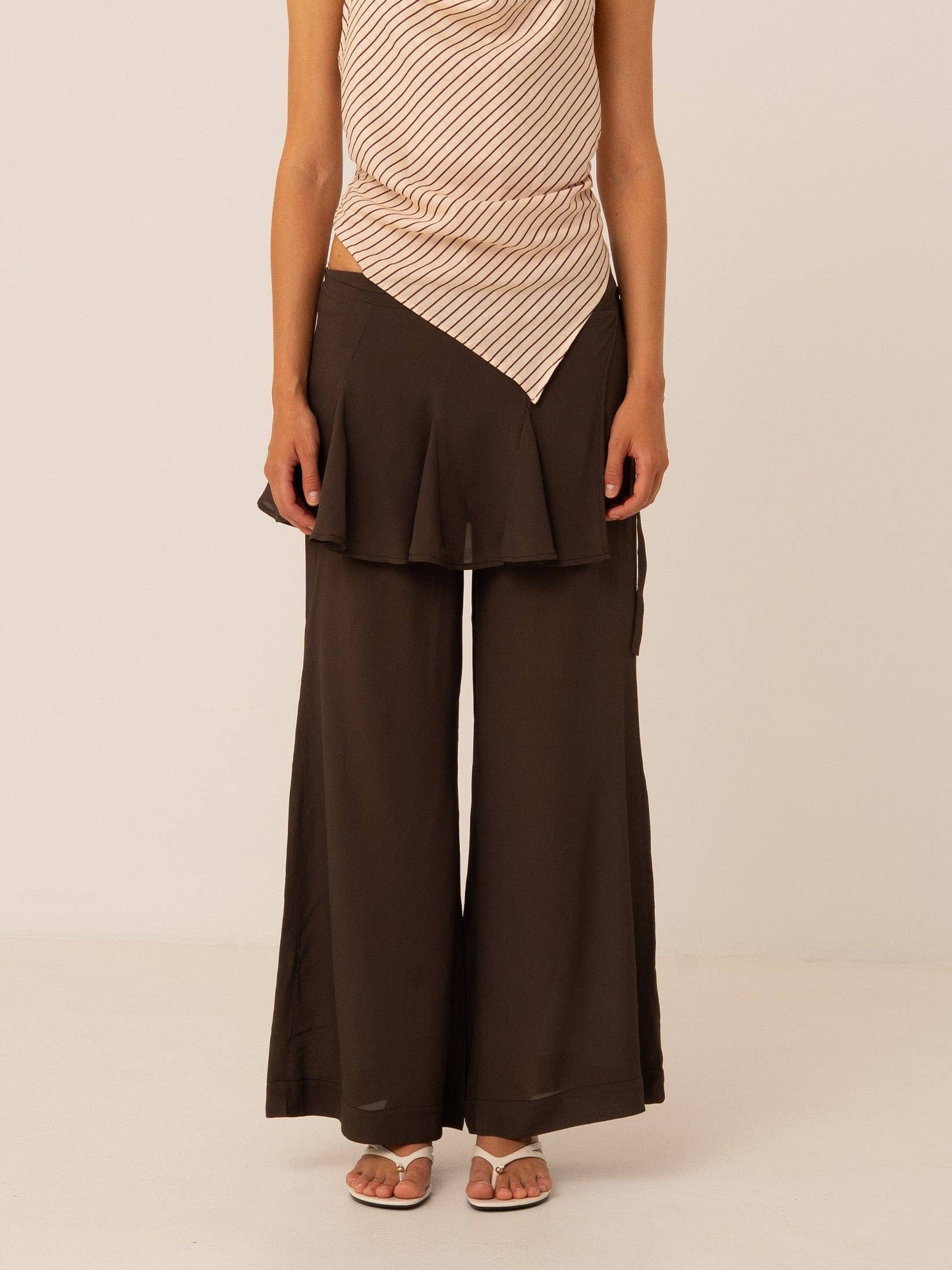Pisco Flared Pants With Wrapped Skirt Details