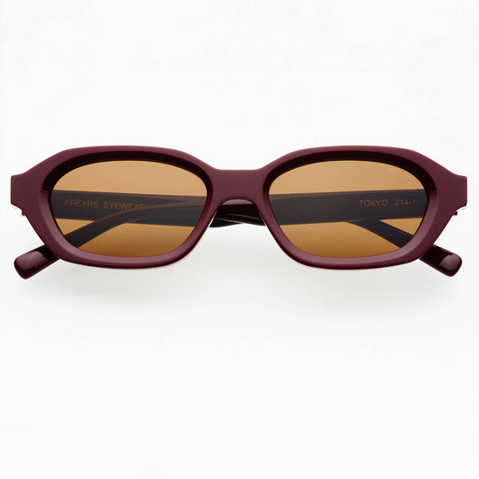 Tokyo Acetate Unisex Burgundy Rectangular Sunglasses