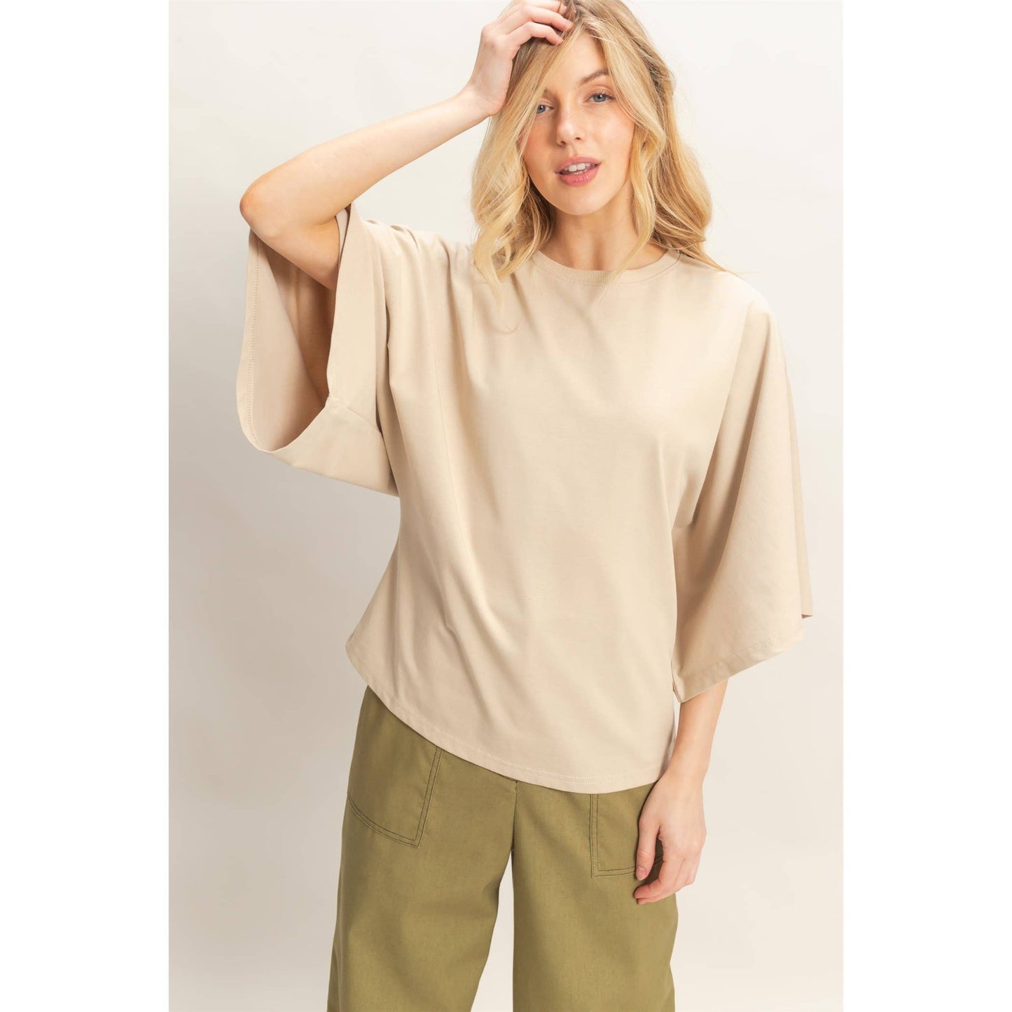 Crew Neck 3/4 Sleeve Top