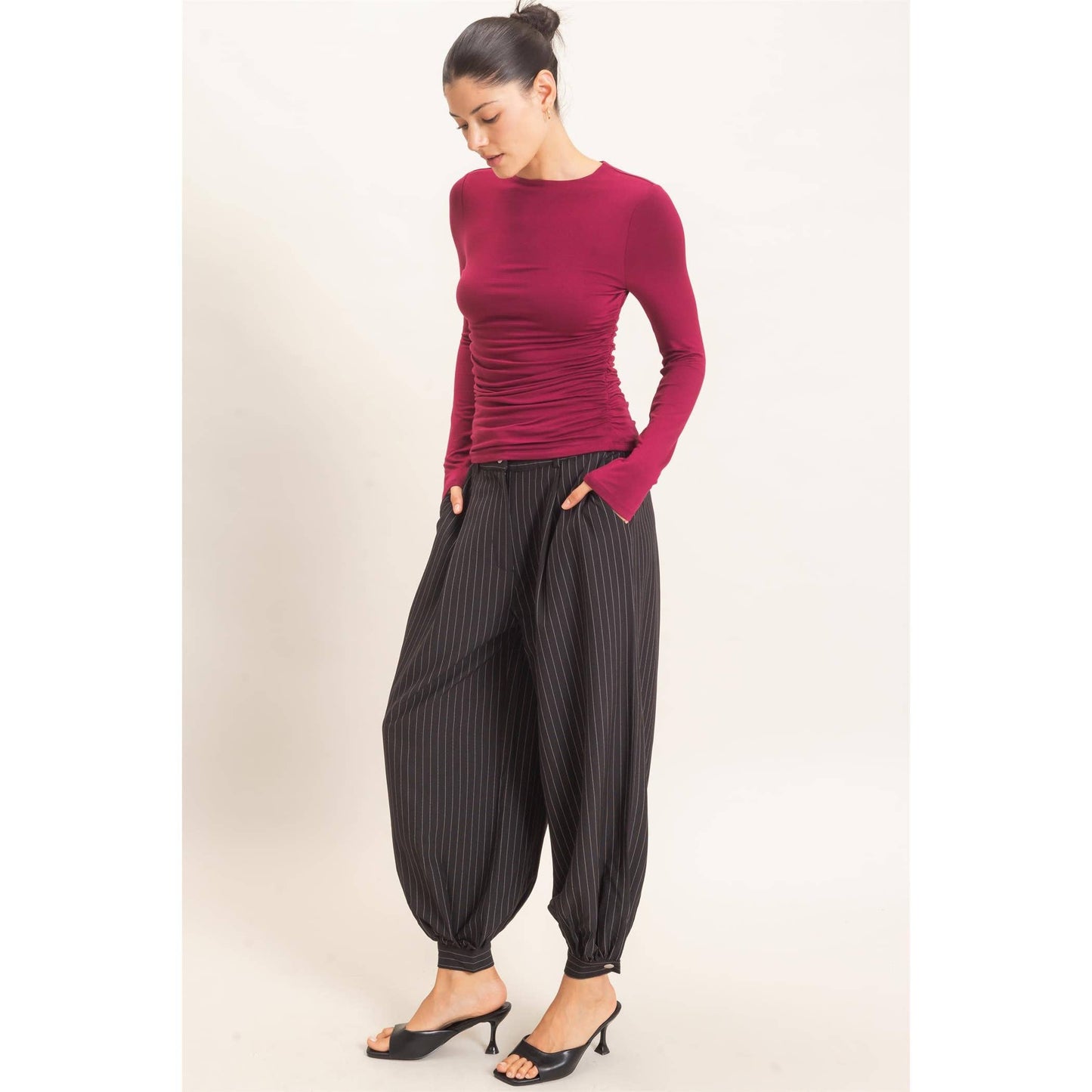 Pinstripe High-Waist Trousers