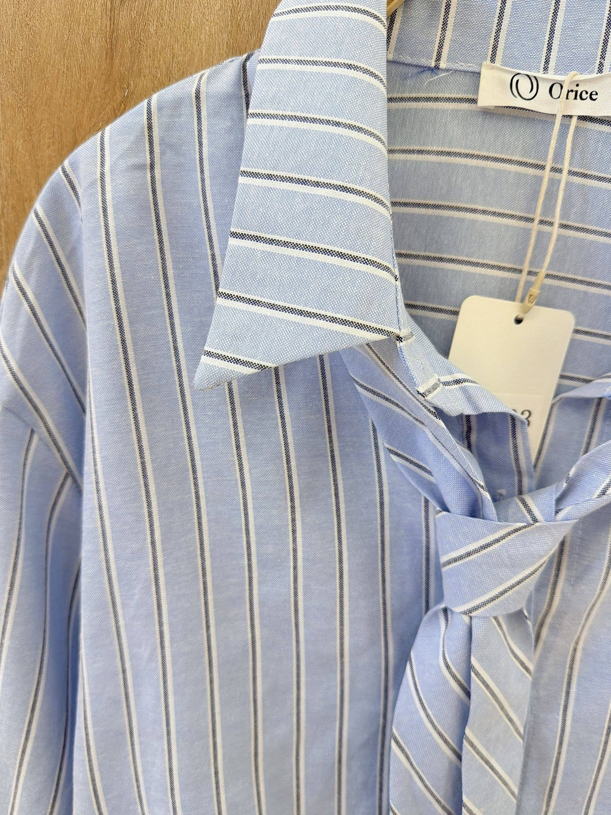 Blue Striped Shirt with Matching Tie | Blouse Style By