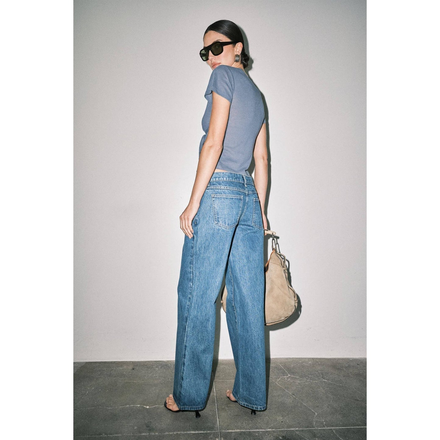 Amber Fine Knit Tie Waist Short Sleeve Tee Top