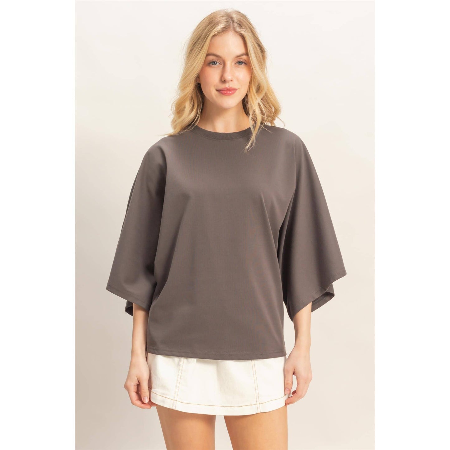 Crew Neck 3/4 Sleeve Top