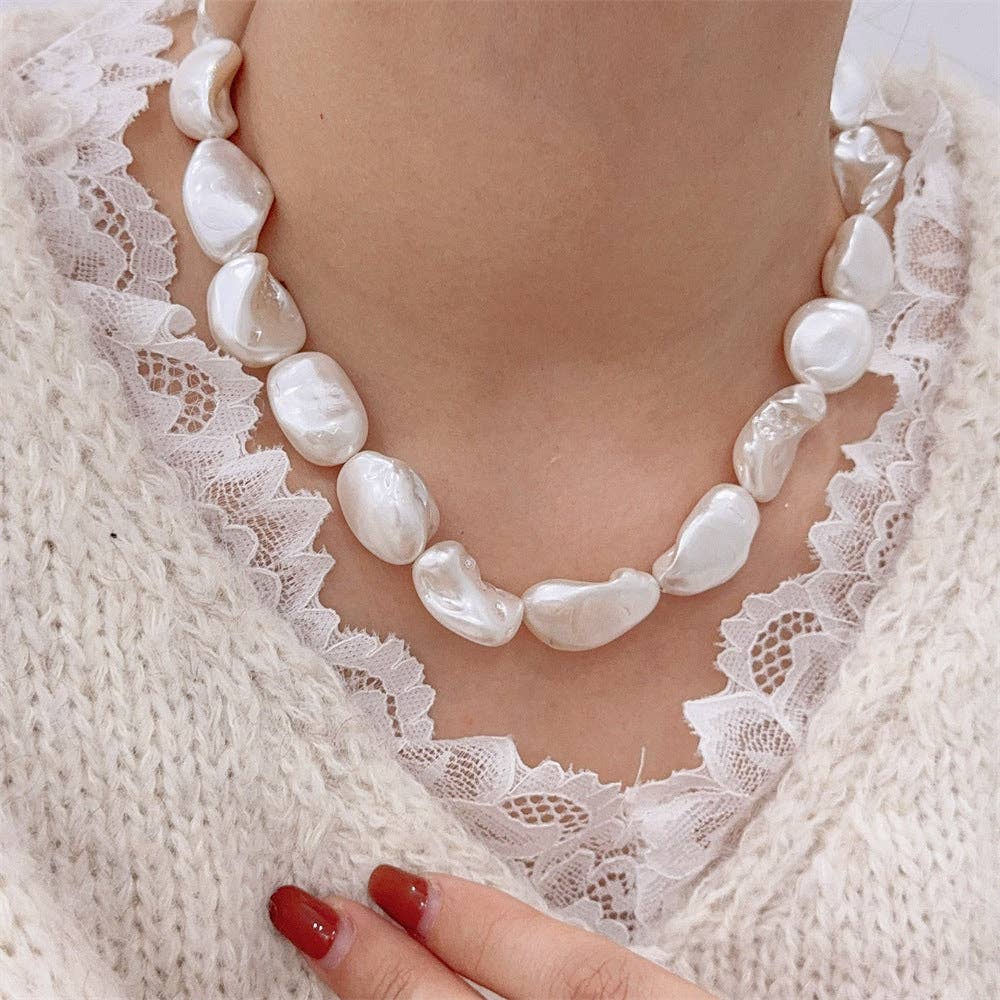 Elegant Irregular Baroque Pearl Choker Necklace MK2ZCEP6W6JNC288