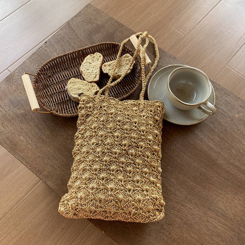 Casual Solid Color Hand-Crochet Shoulder Bag MK2BLCR6W10BBG398