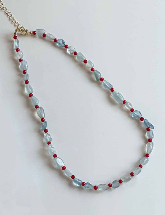 Aquamarine Handcrafted Beaded Necklace MK2ZCEP6W6JNC359