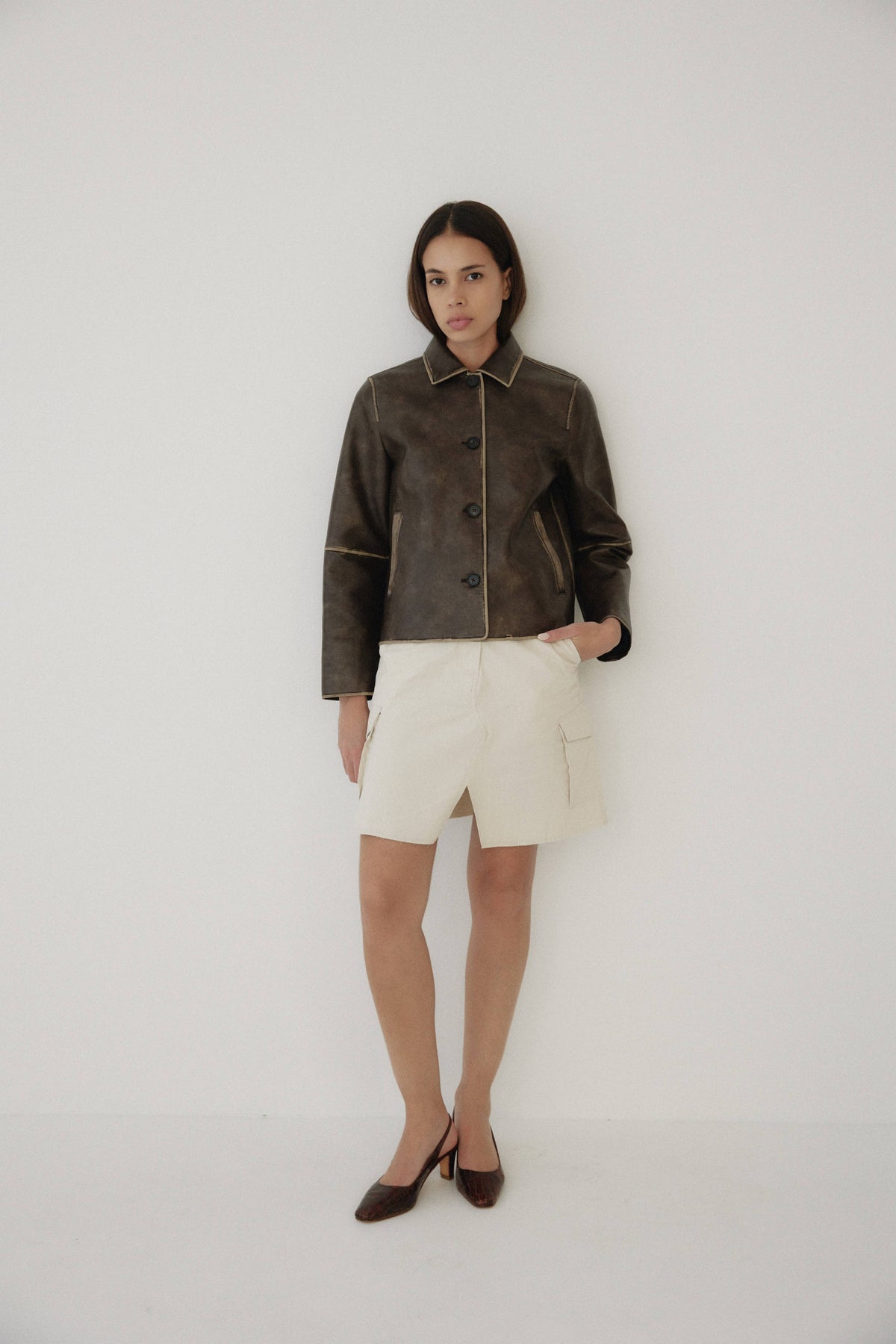 The Murph Jacket | Distressed Button-Down Leather Jacket