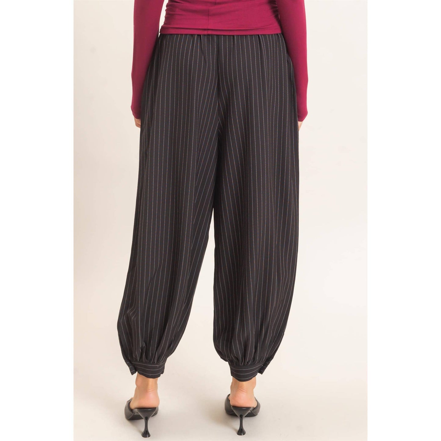Pinstripe High-Waist Trousers