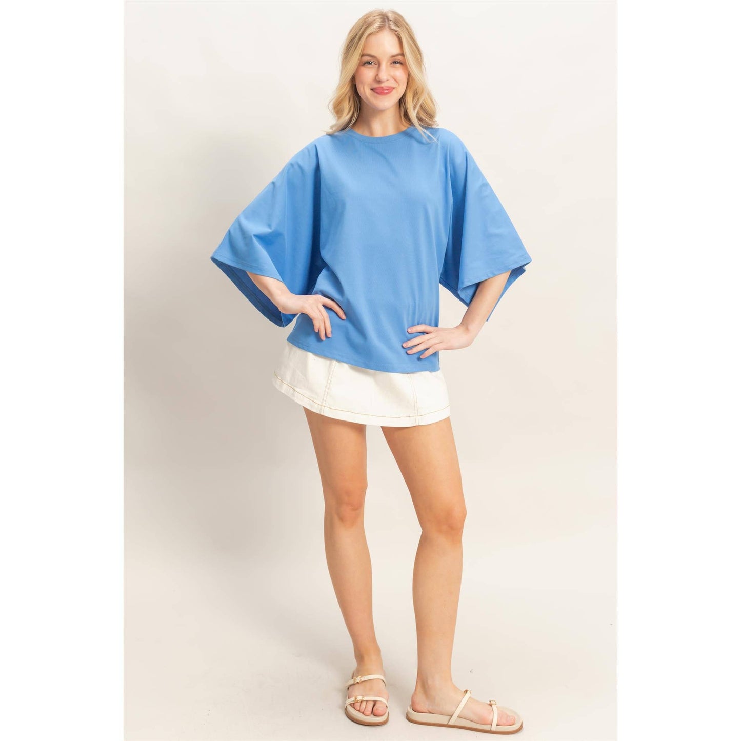 Crew Neck 3/4 Sleeve Top