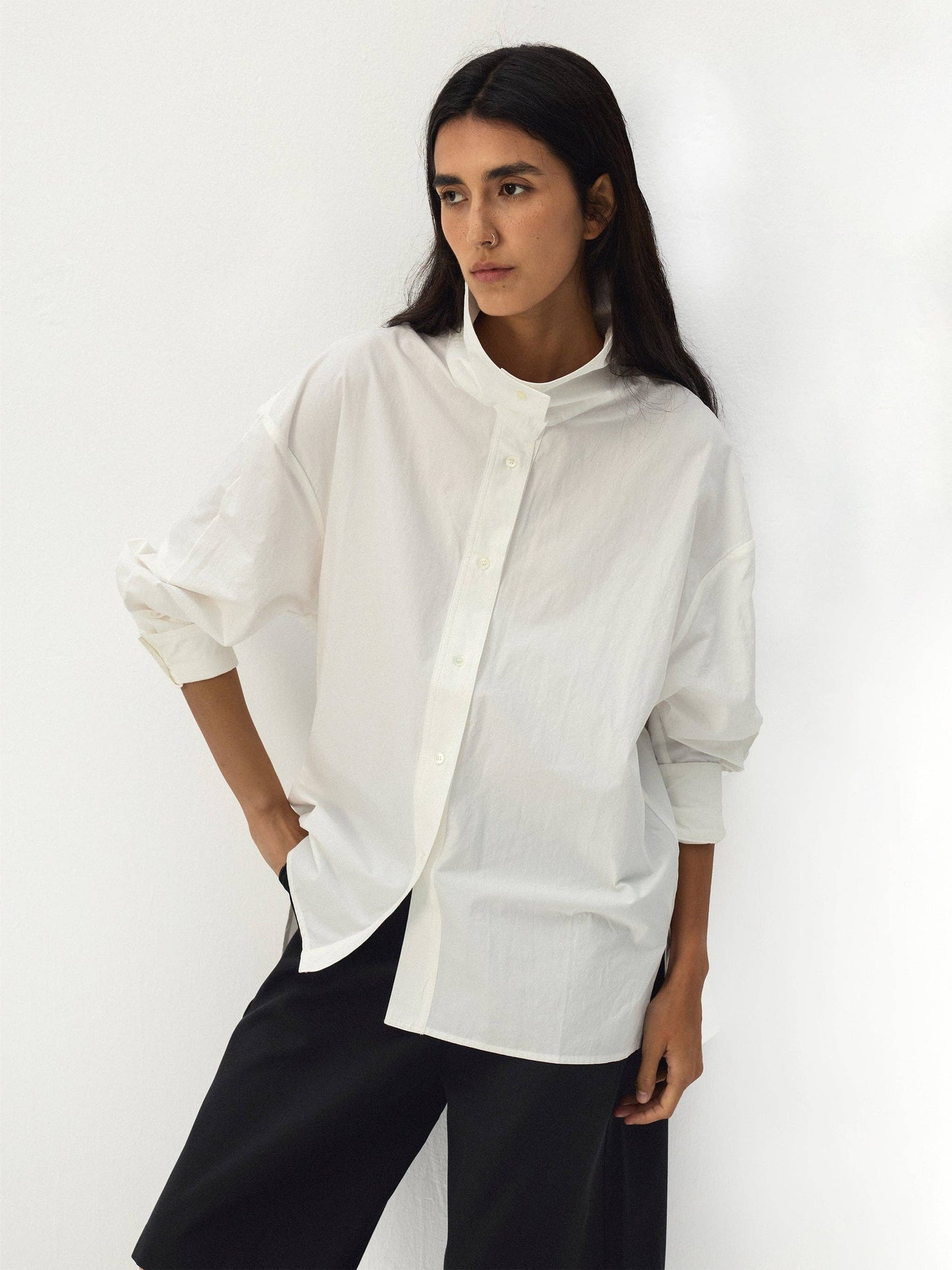 CUBIC Stand Collar Cotton Shirt