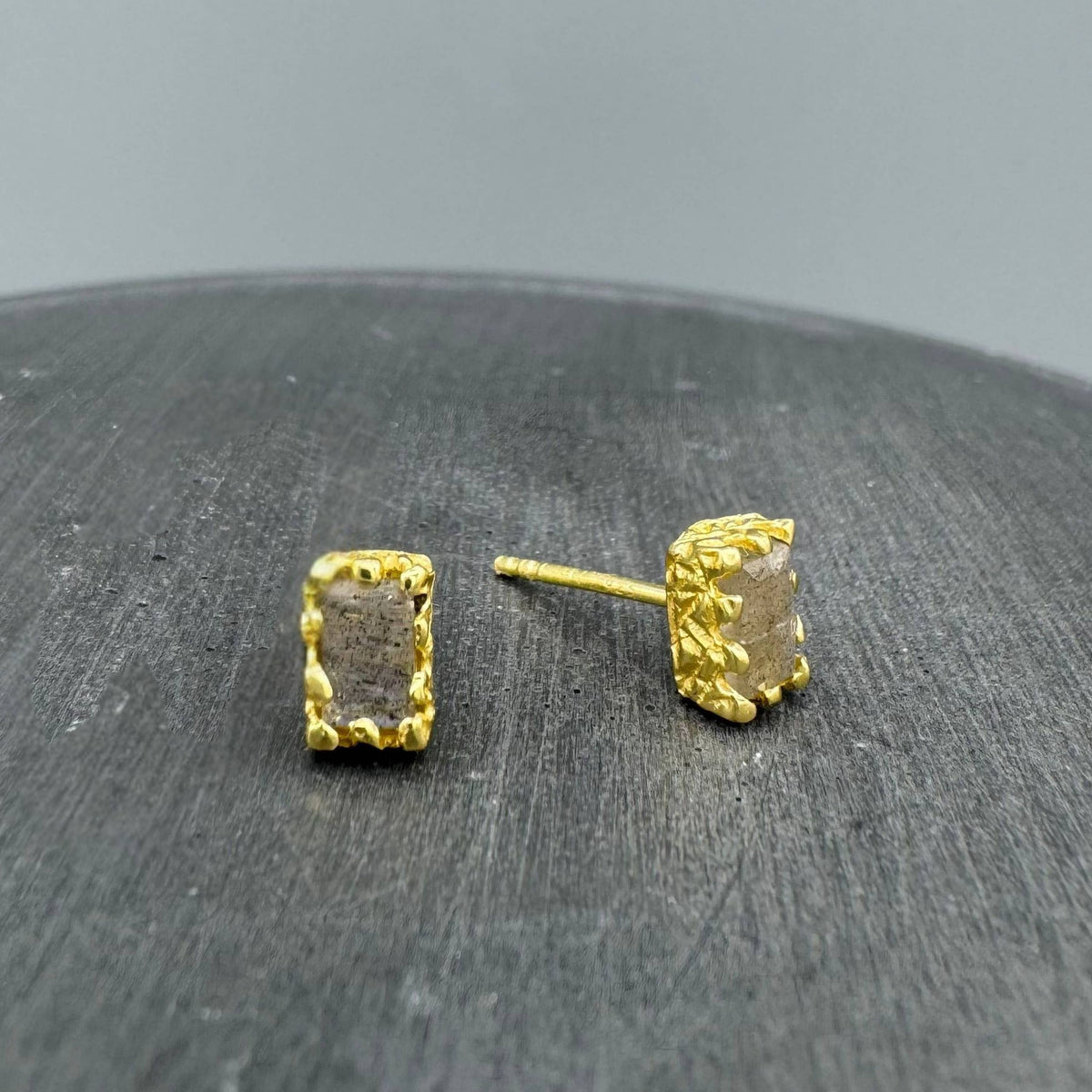 Molten Rectangle Bezel Stone Studs