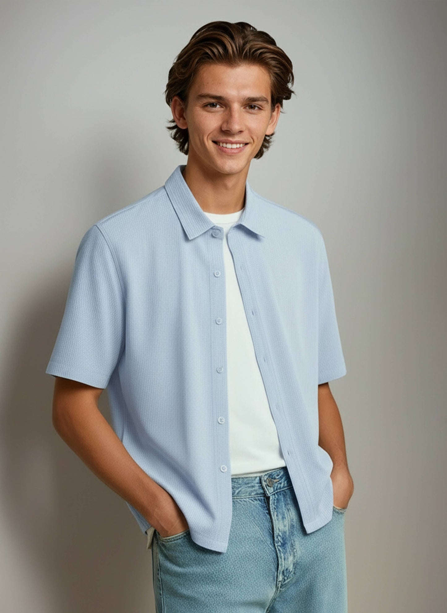 Checkered Boxy Fit Shirt (Blue)