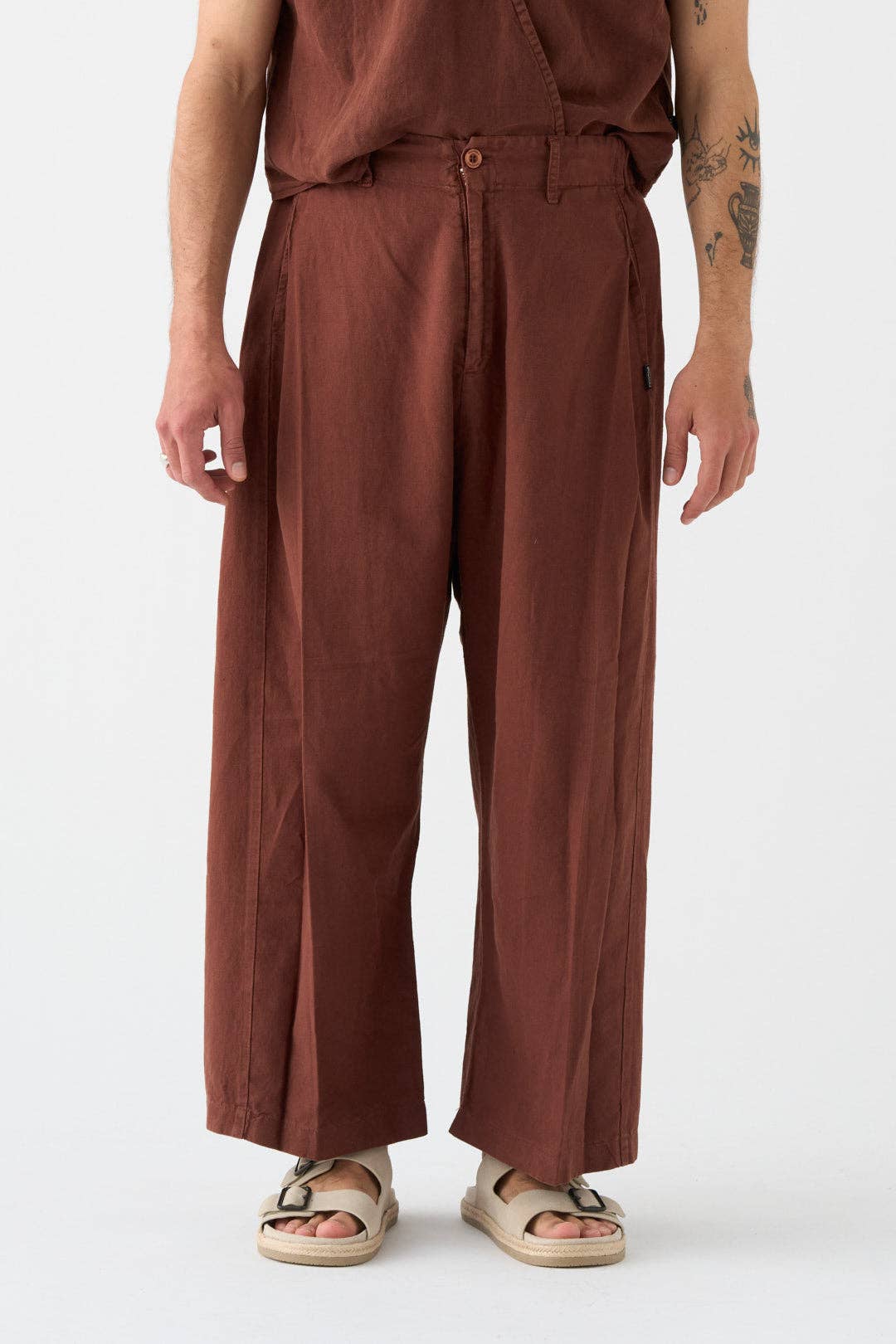 Chocolate wide-leg trousers