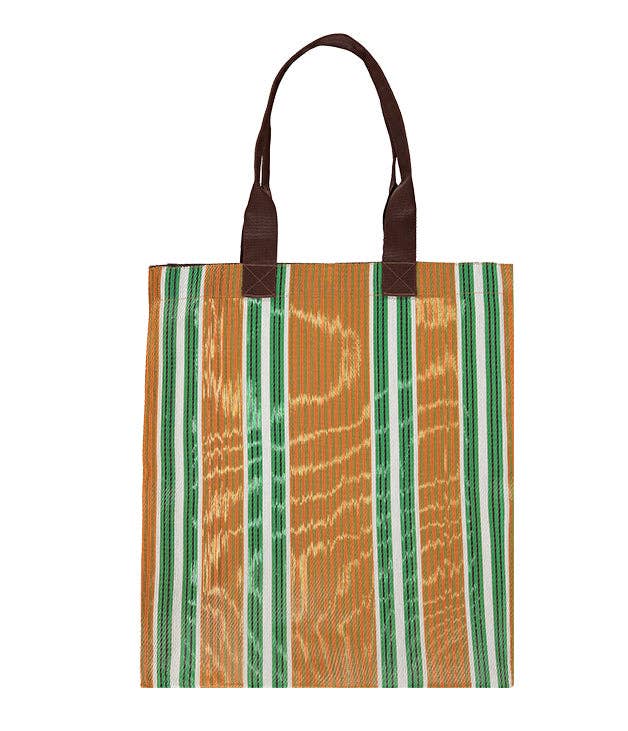 y - BRITISH COLOUR STANDARD - 40 cm x 44 cm / 15.75'' x 17.3'' Woven Market Shopper in Spanish Orange & Grass Green