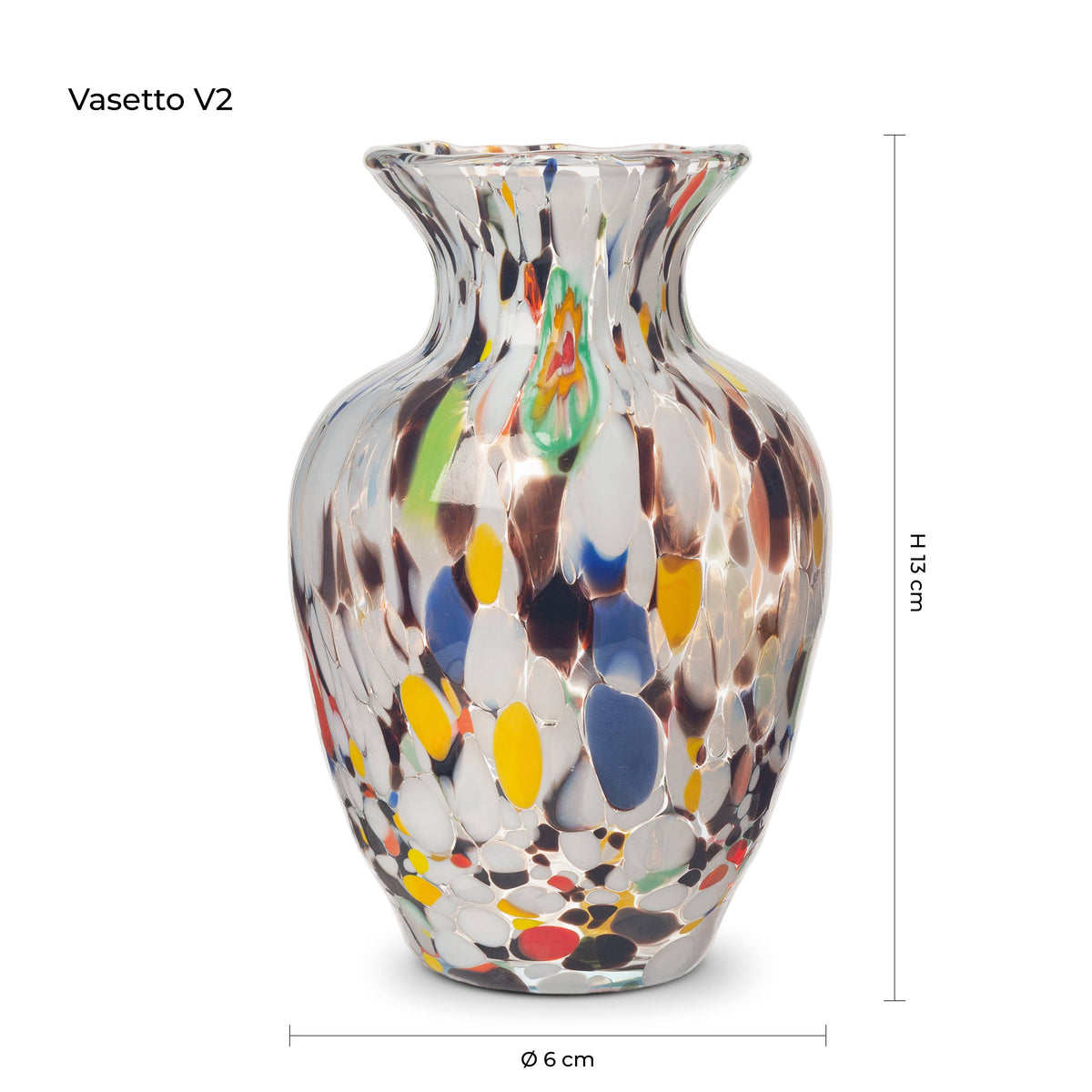 Vase V2 Gardenia in white and black Murano glass