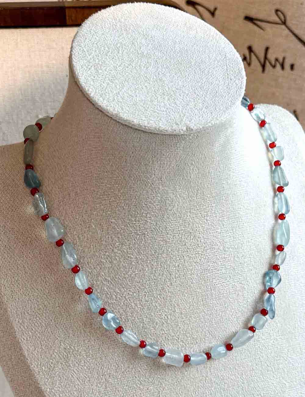 Aquamarine Handcrafted Beaded Necklace MK2ZCEP6W6JNC359