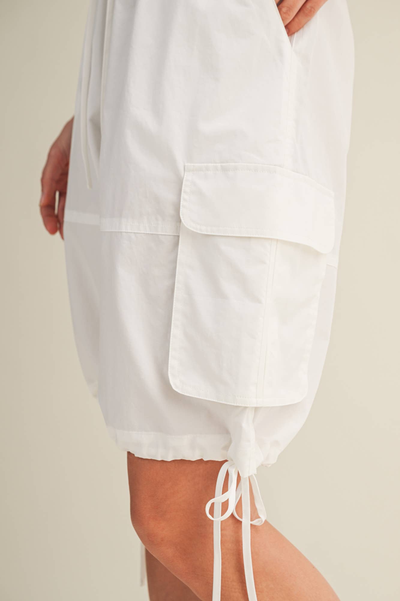 Adjustable Hem Drawstring Cargo Shorts