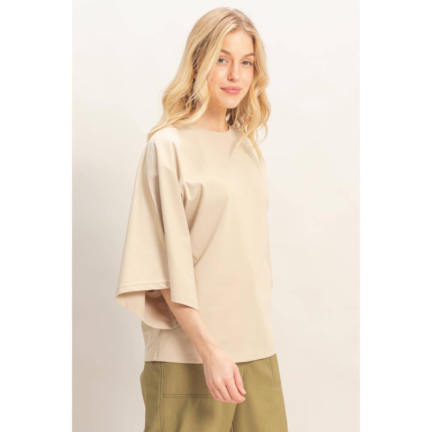 Crew Neck 3/4 Sleeve Top