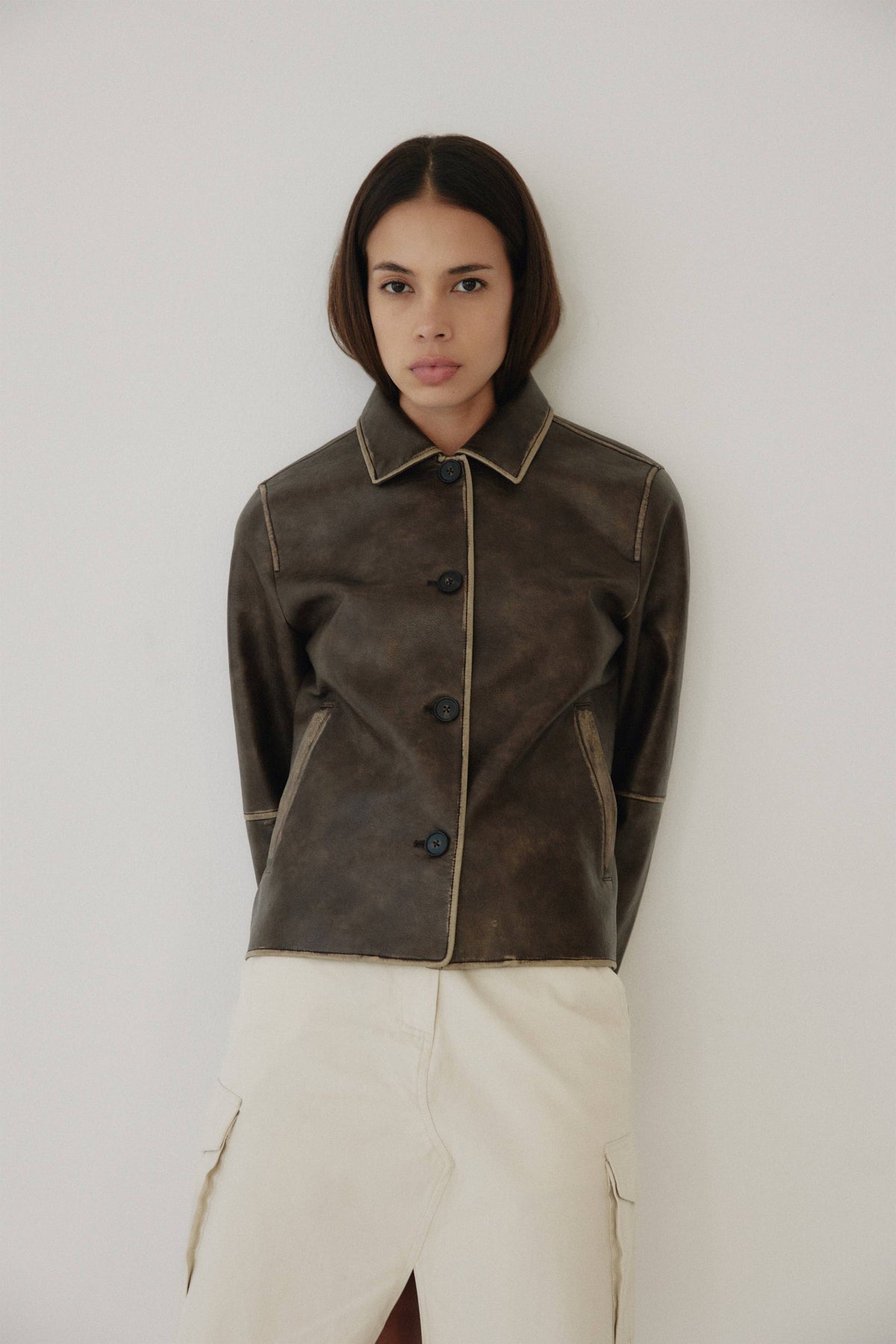 The Murph Jacket | Distressed Button-Down Leather Jacket