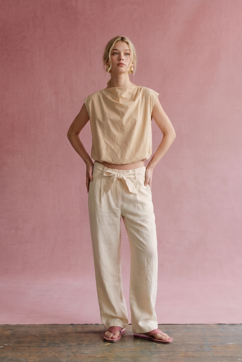 OT1026 Bubble Hem Sleeveless Top