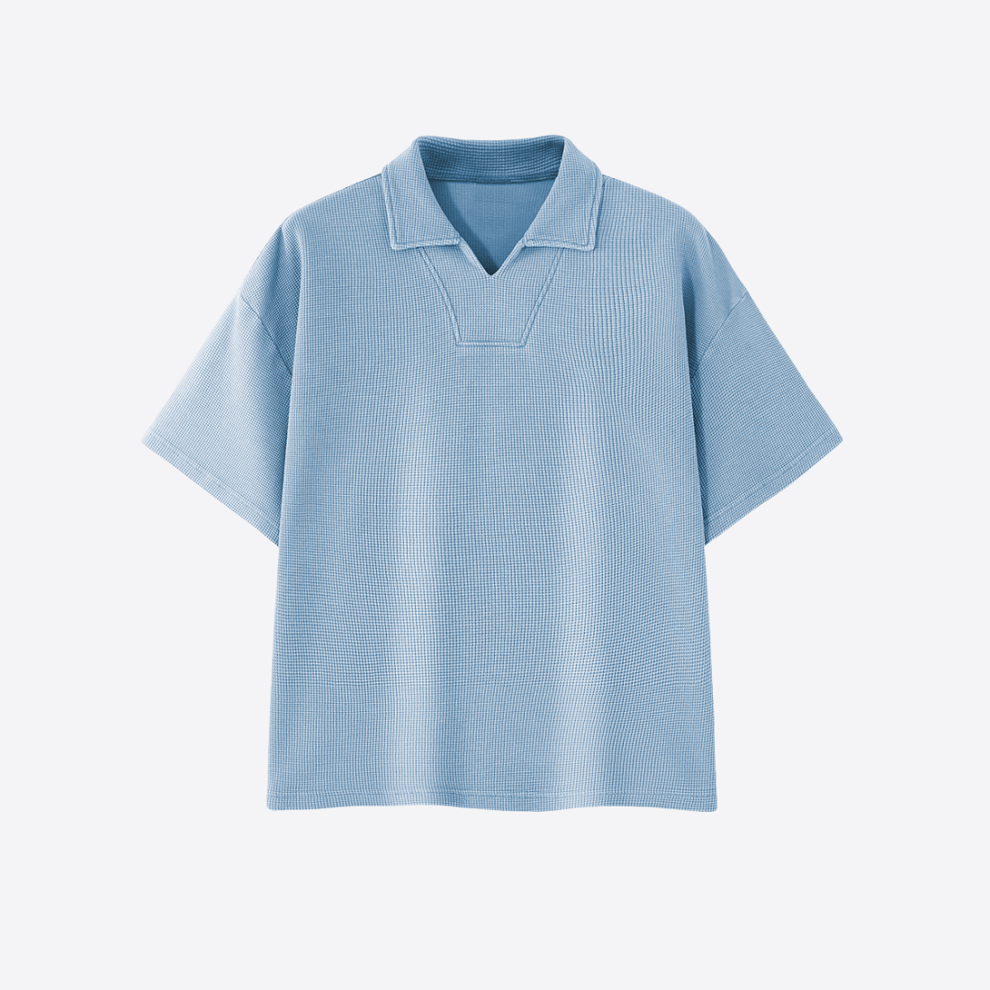 Unisex  290g Heavy Waffle Snow Wash V-Neck Polo