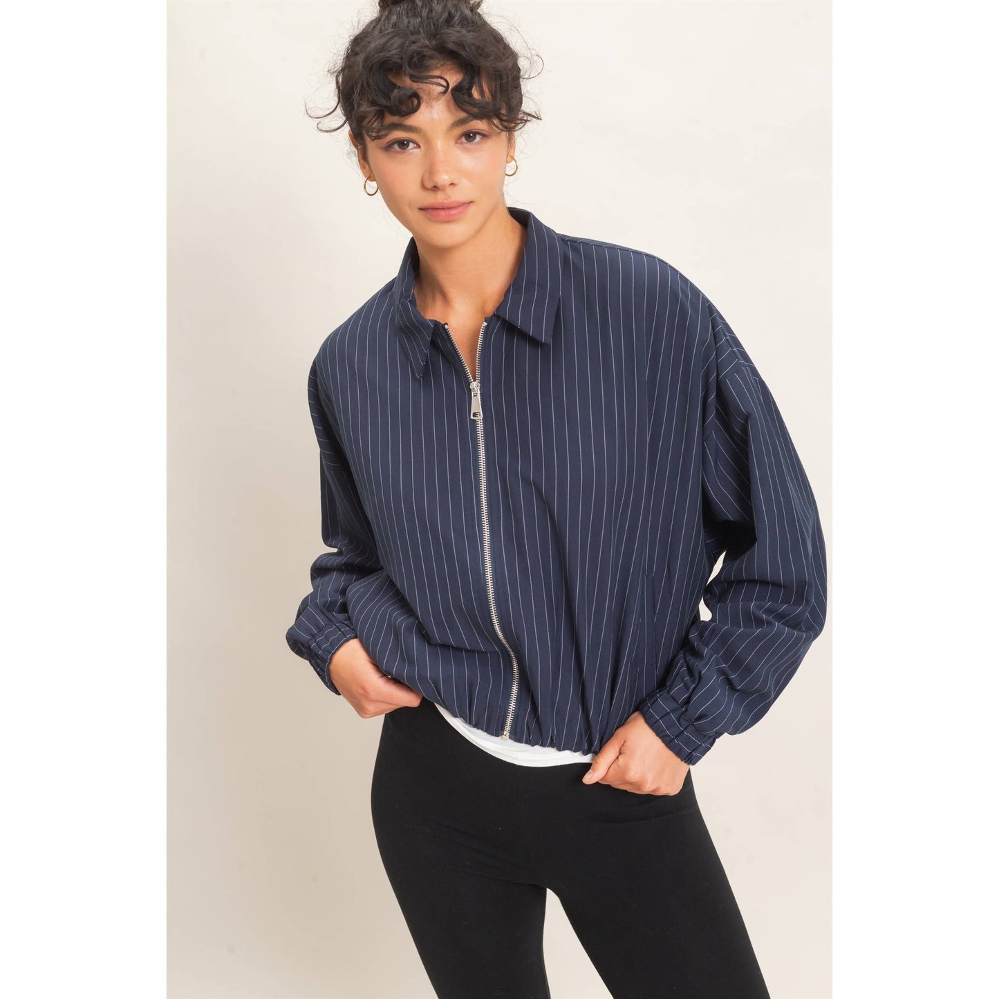 Pinstripe Bubble Hem Jacket