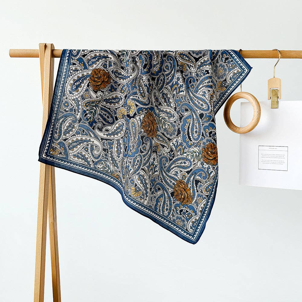 Splicing Print Vintage Square Silk Scarf MK2BLW6W6NSI125