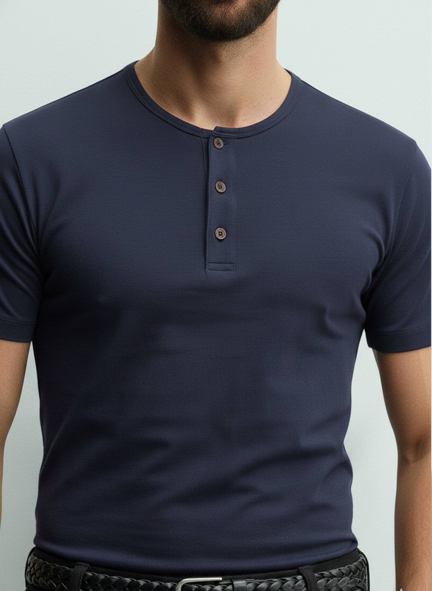 Men's Henley Short Sleeve Cotton T-Shirt