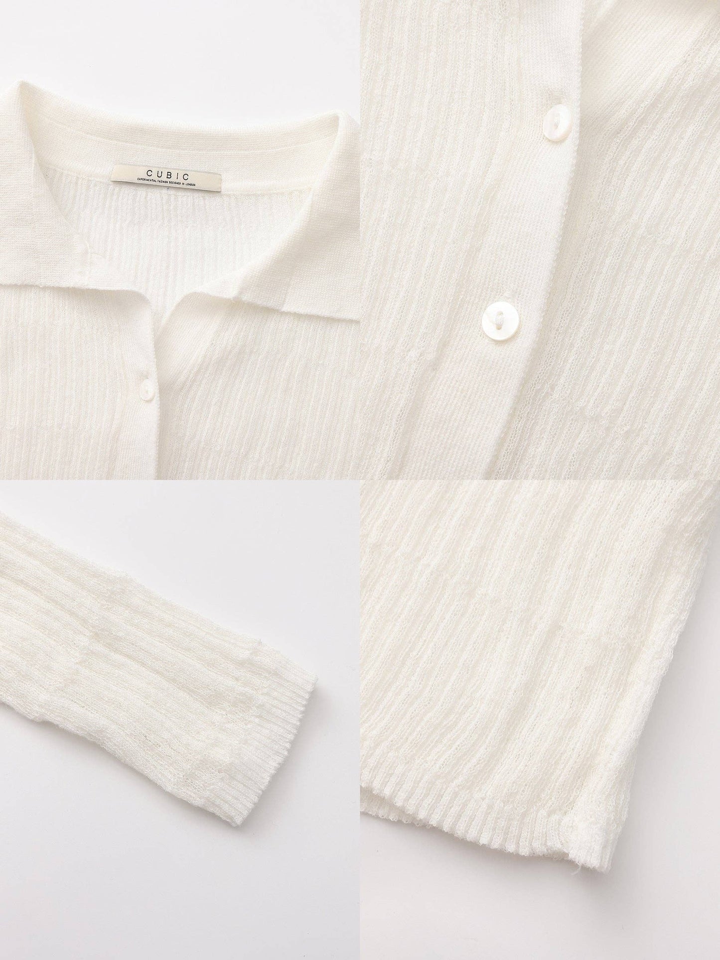 CUBIC Linen Collared Long-Sleeved Knit Sweater