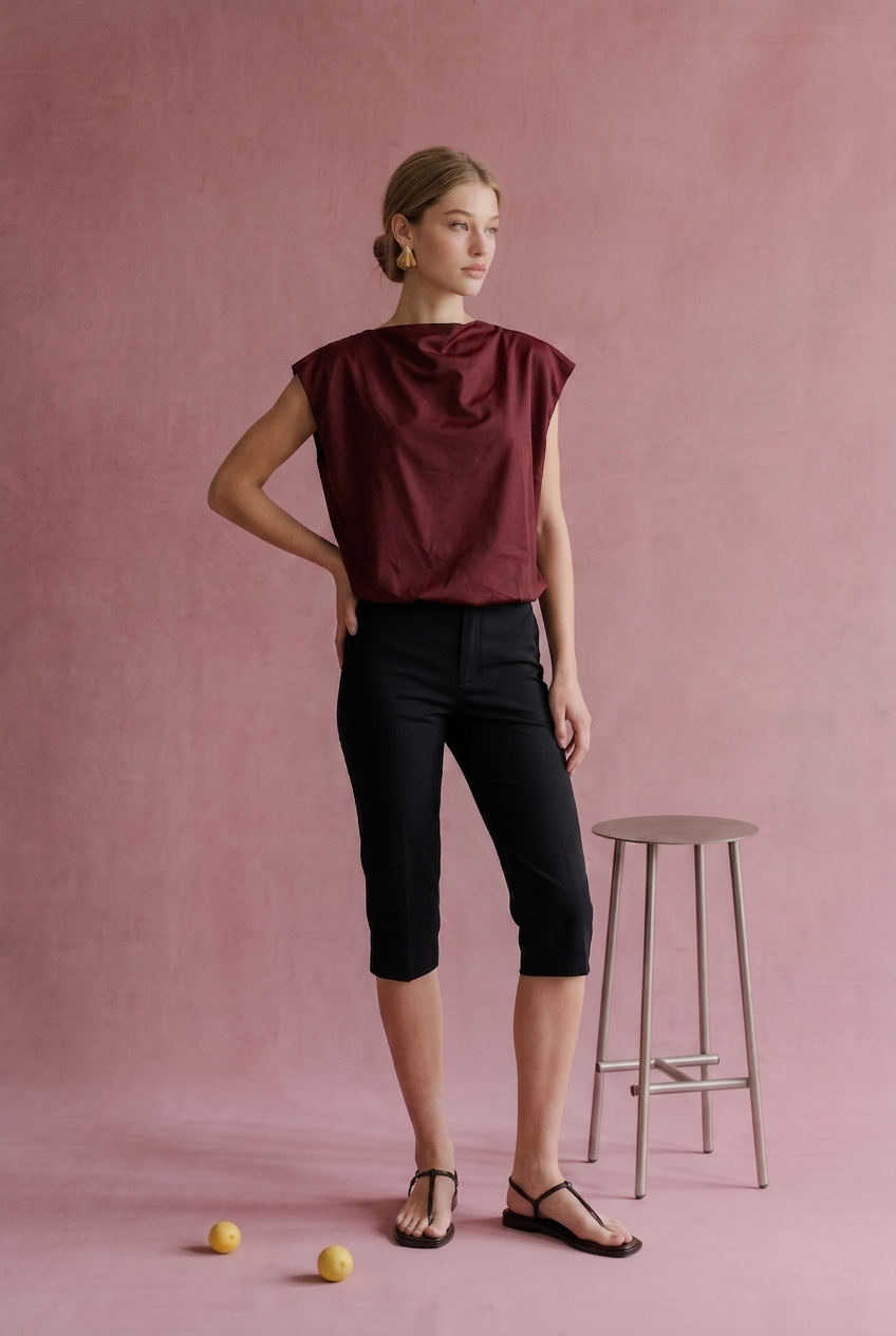 OT1026 Bubble Hem Sleeveless Top