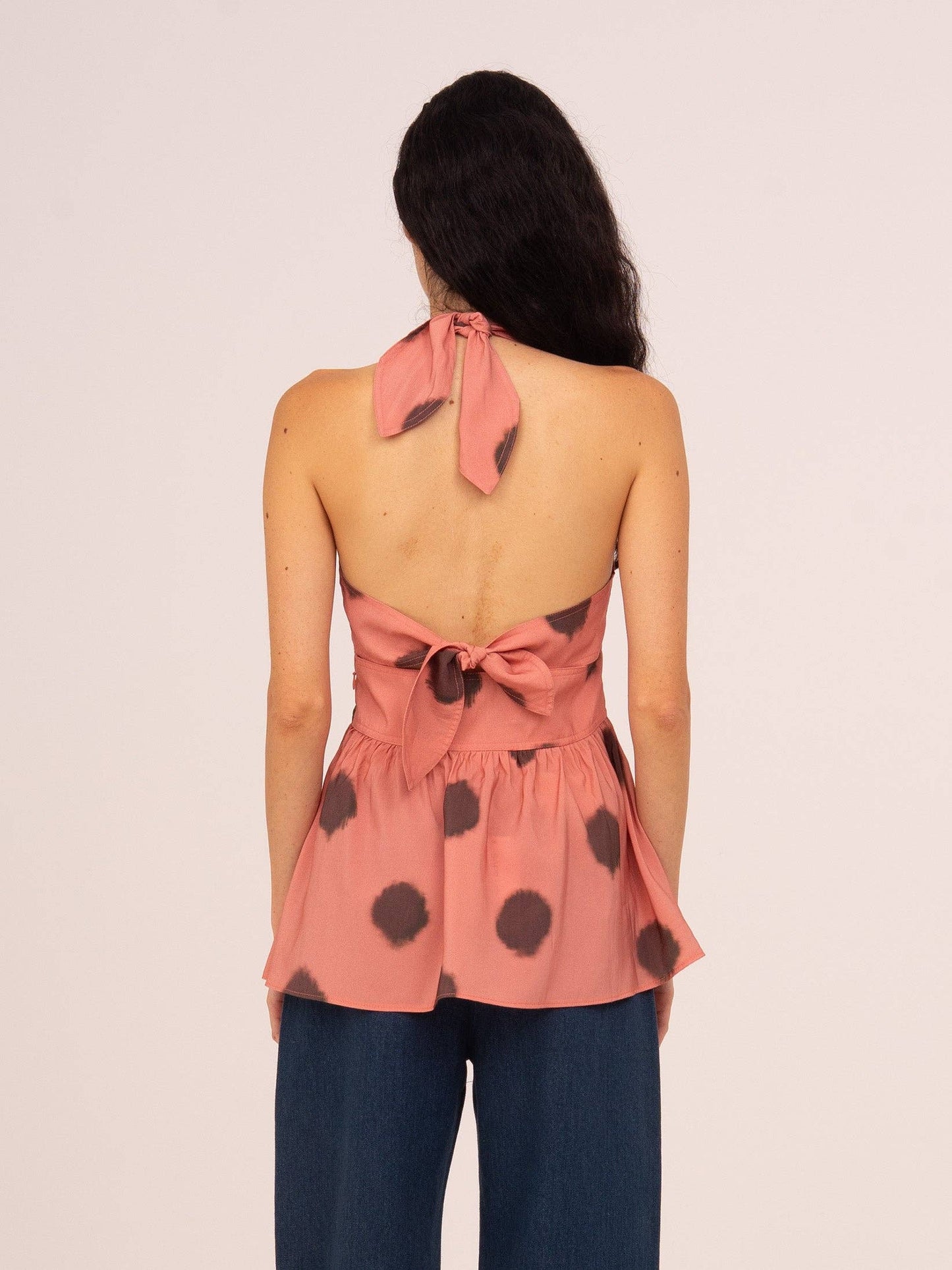 Bliss Pink Polka Dot Halter Top