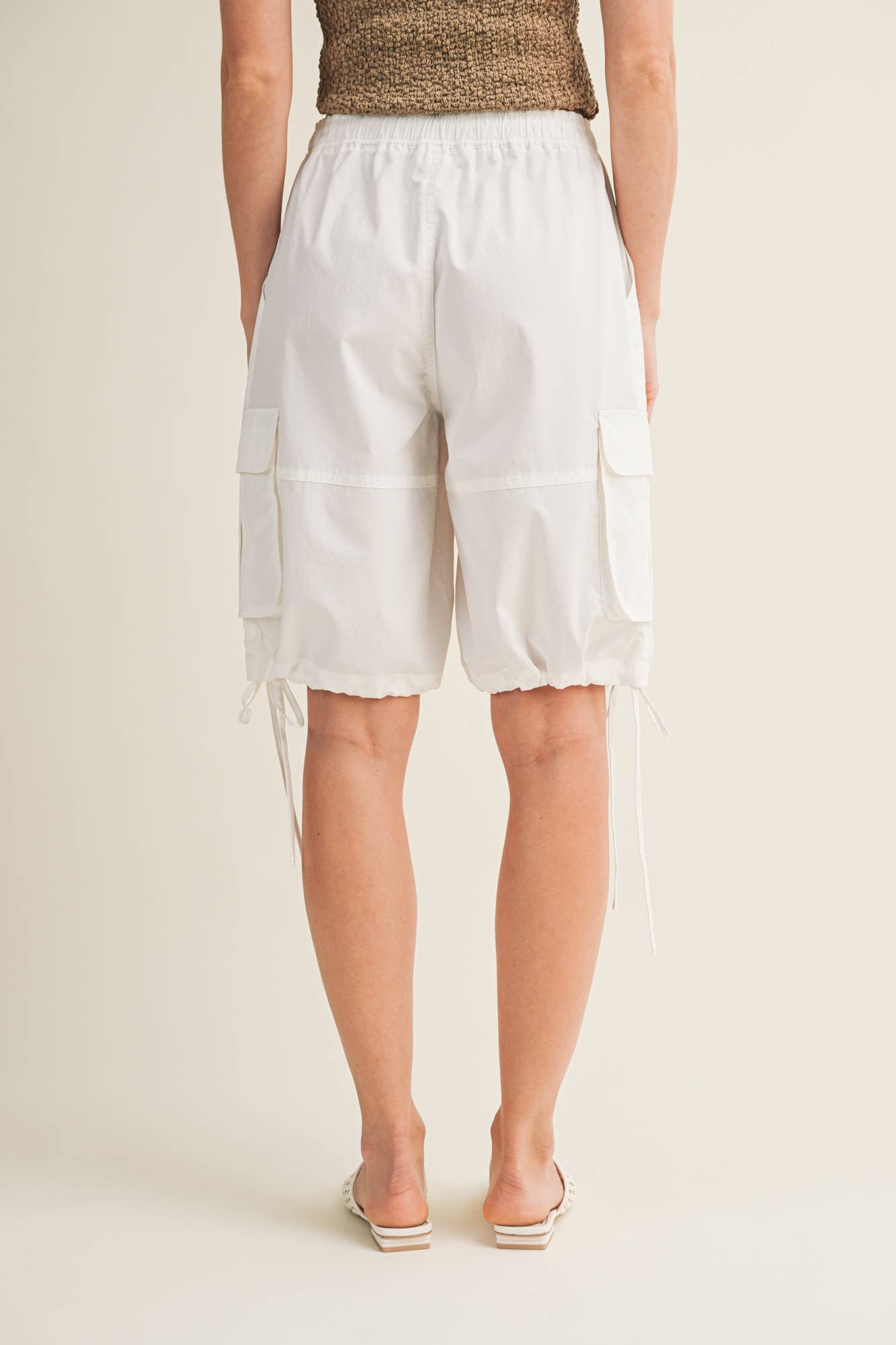 Adjustable Hem Drawstring Cargo Shorts