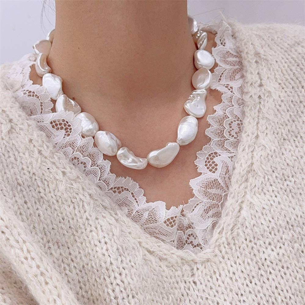 Elegant Irregular Baroque Pearl Choker Necklace MK2ZCEP6W6JNC288