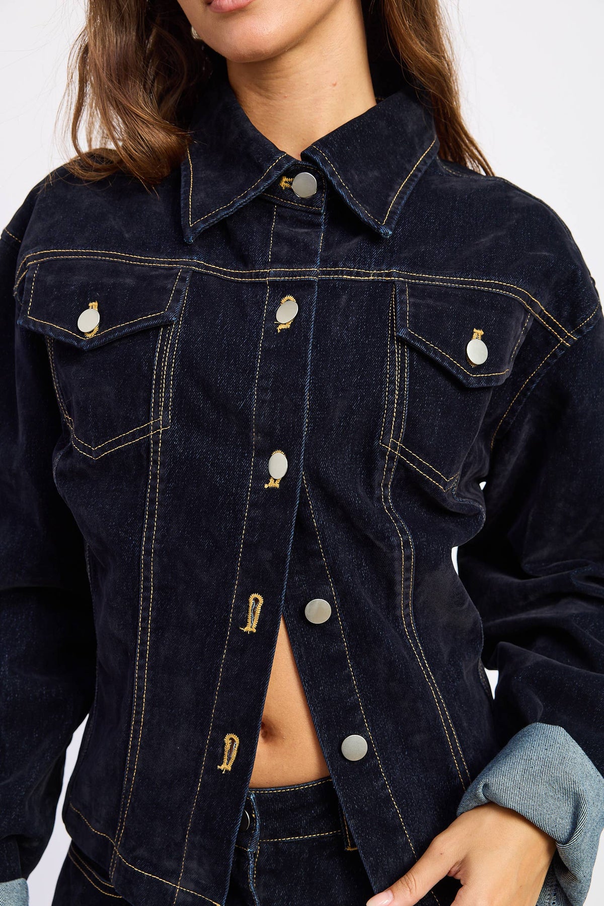 BUTTON UP LONG SLEEVE DENIM JACKET