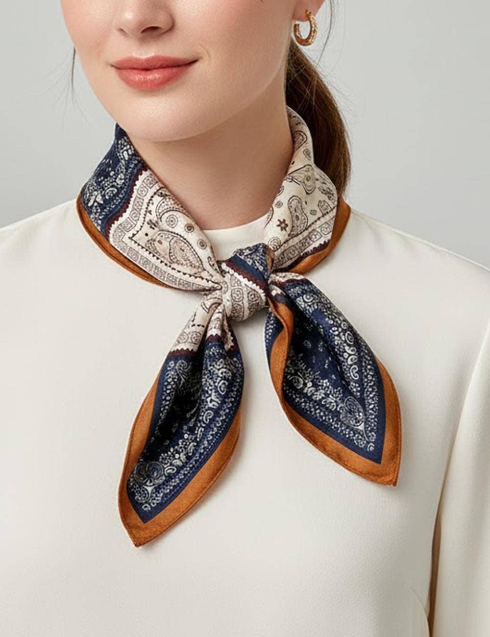 Splicing Print Vintage Square Silk Scarf MK2BLW6W6NSI125