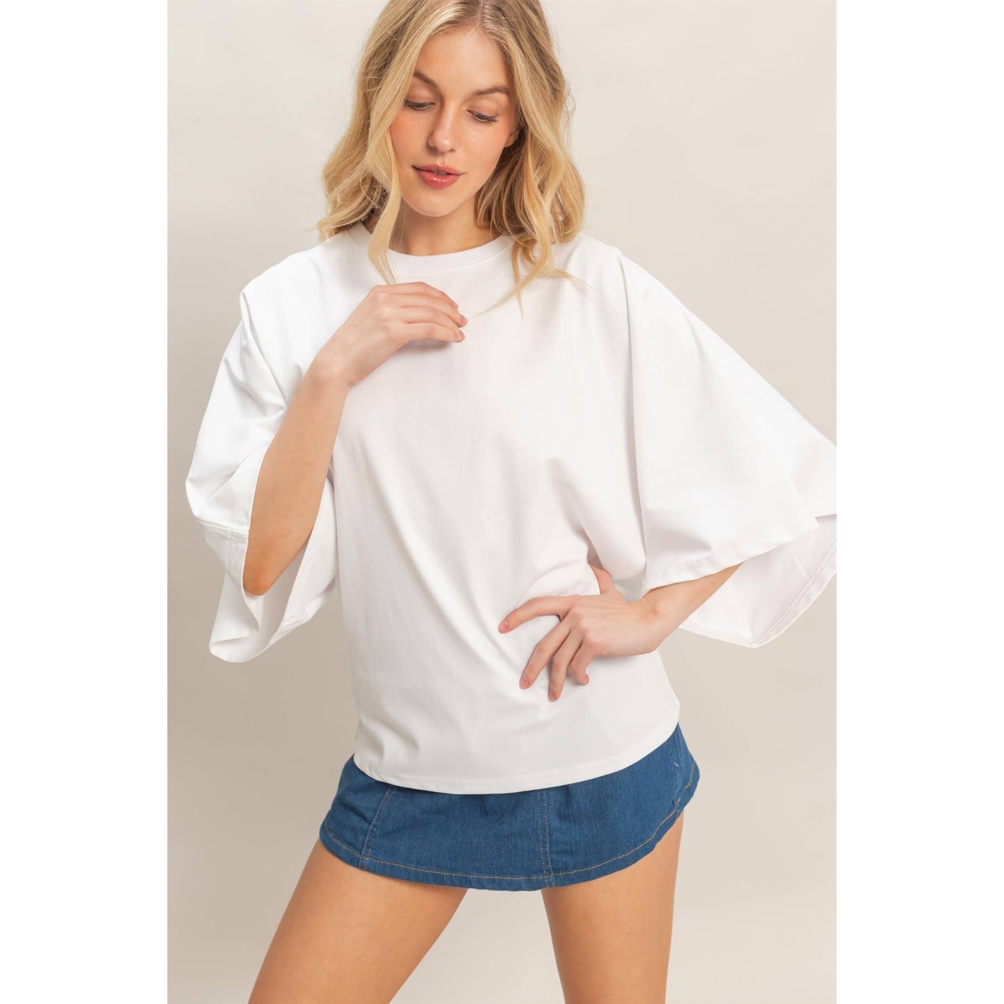 Crew Neck 3/4 Sleeve Top
