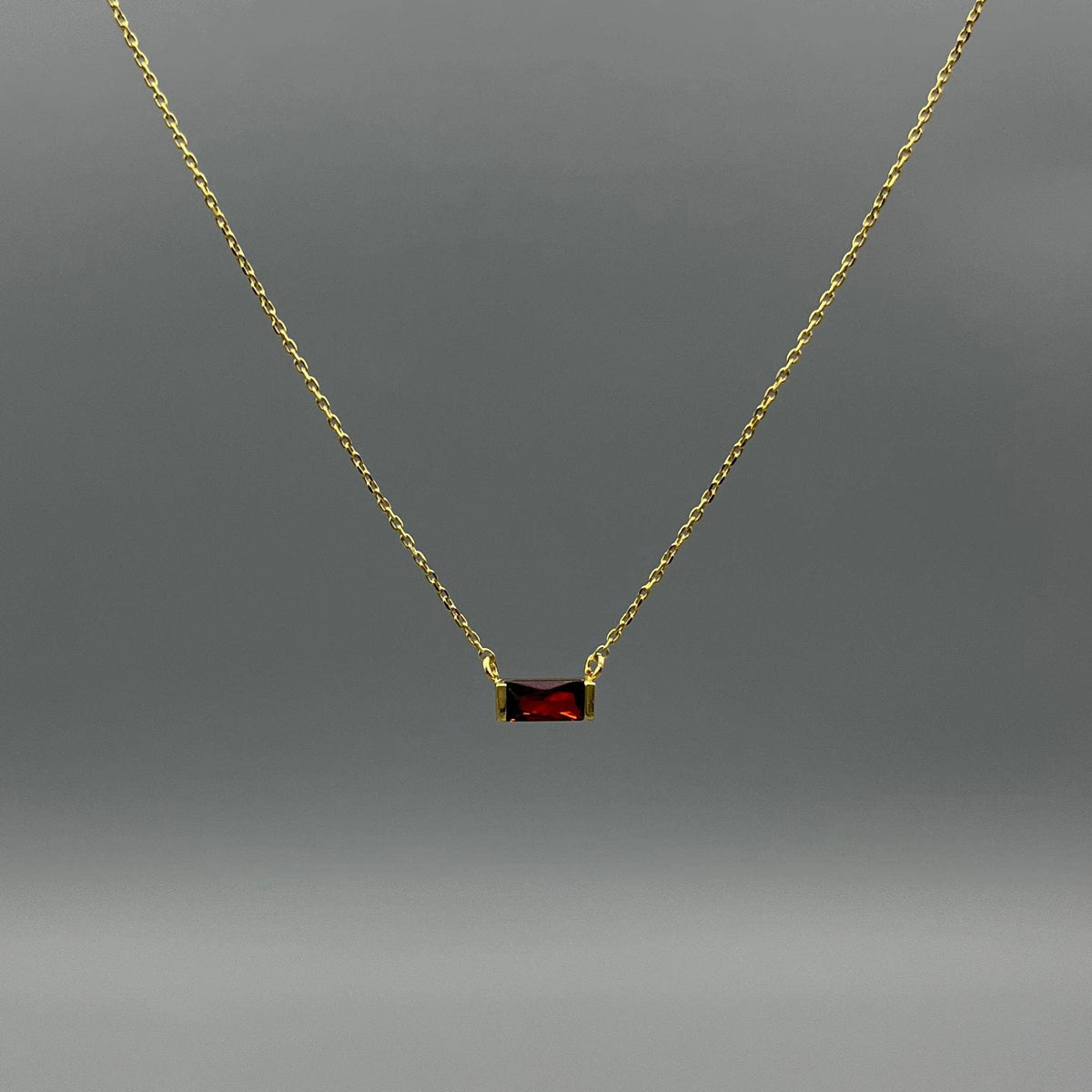 Gold Baguette Birthstone Necklace
