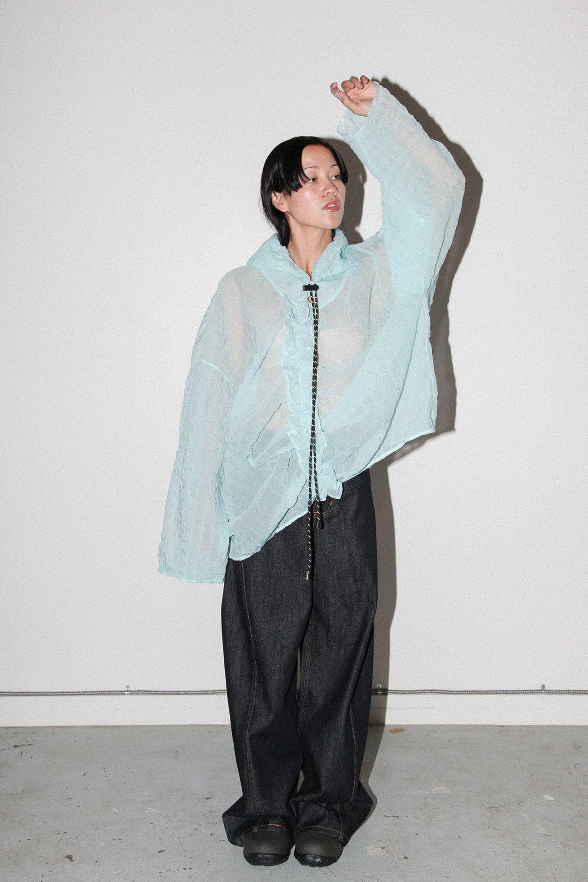Bubble Hooded Top in Sky