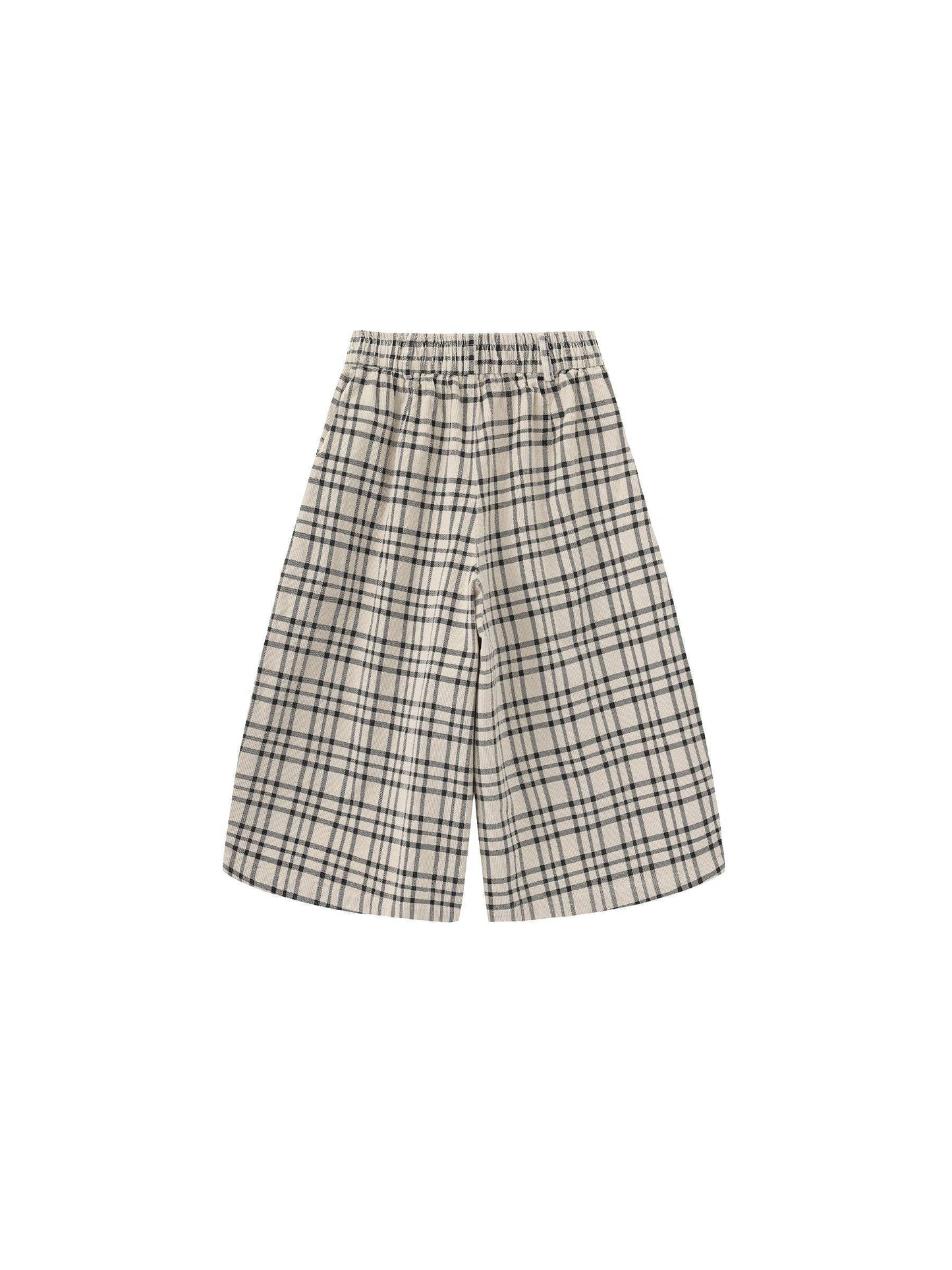 Vintage Plaid Curved Cropped Trousers