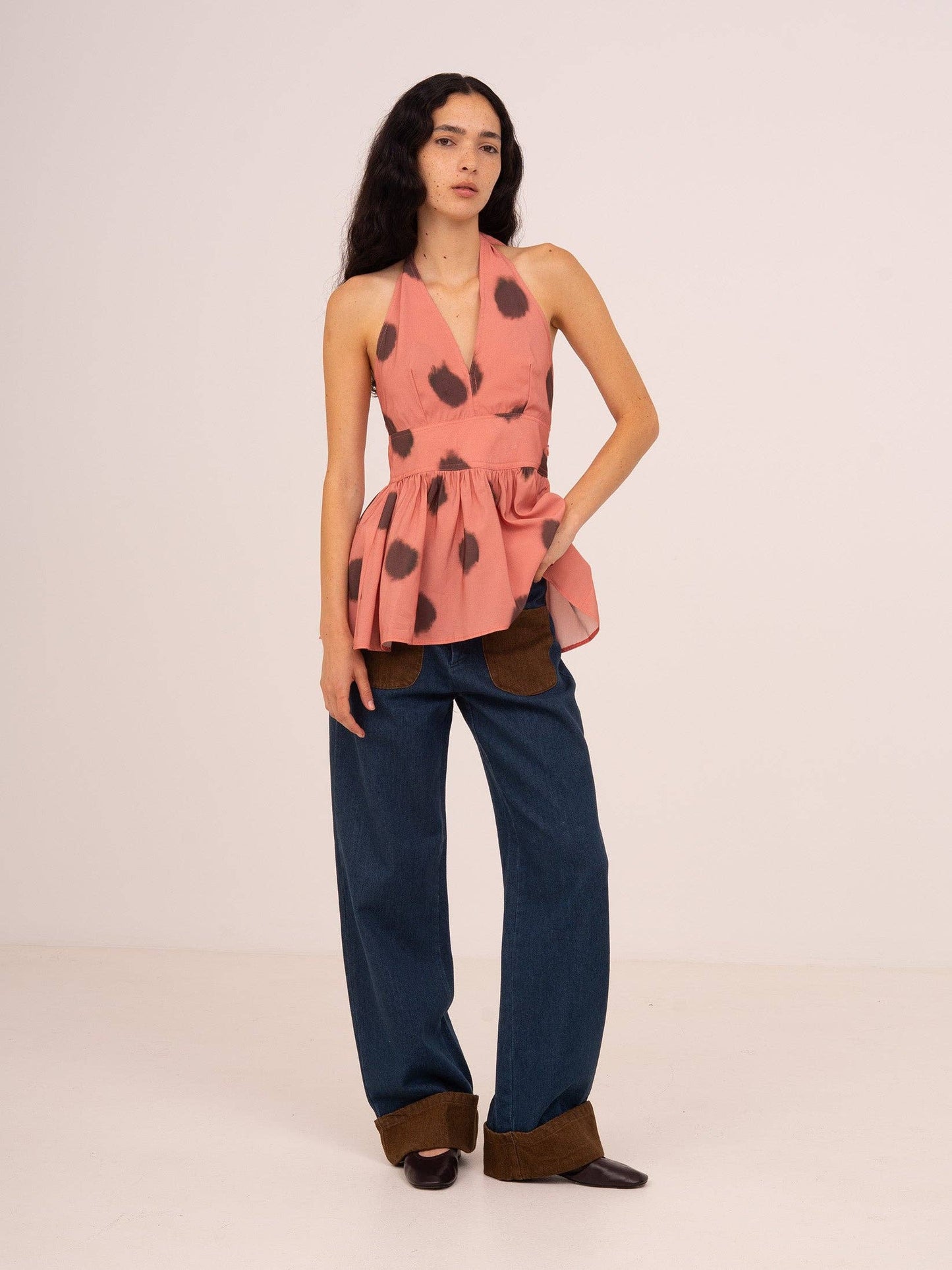 Bliss Pink Polka Dot Halter Top