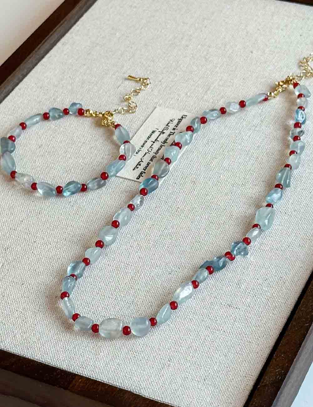 Aquamarine Handcrafted Beaded Necklace MK2ZCEP6W6JNC359