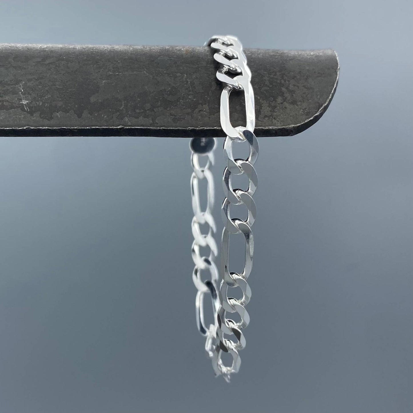 6.75mm Sterling Silver Flat Figaro Bracelet