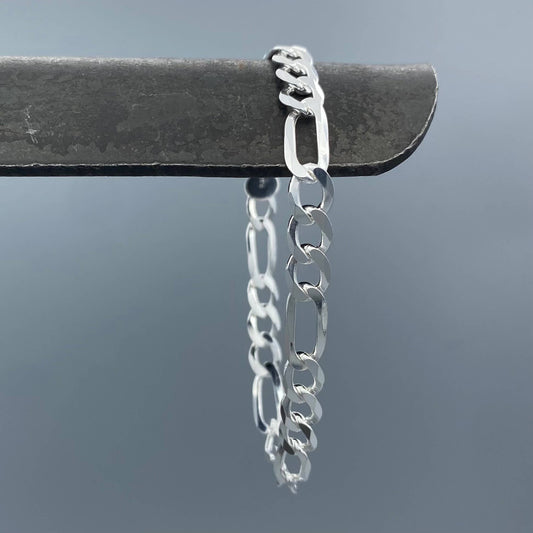 6.75mm Sterling Silver Flat Figaro Bracelet