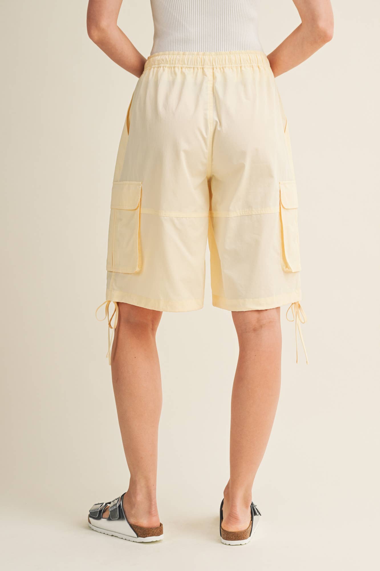 Adjustable Hem Drawstring Cargo Shorts