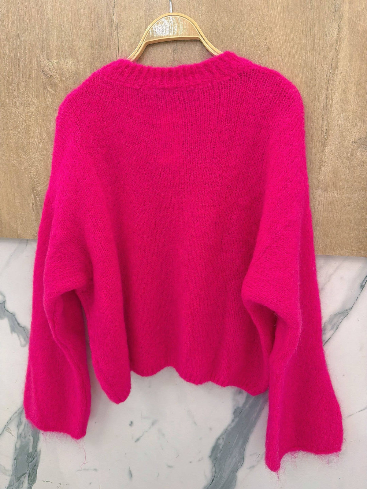 Round-neck pullover in kid mohair & wool - Made in Italy
